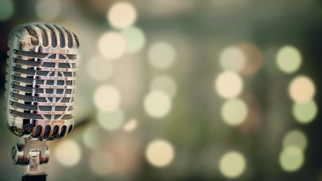 Close-up of retro microphone