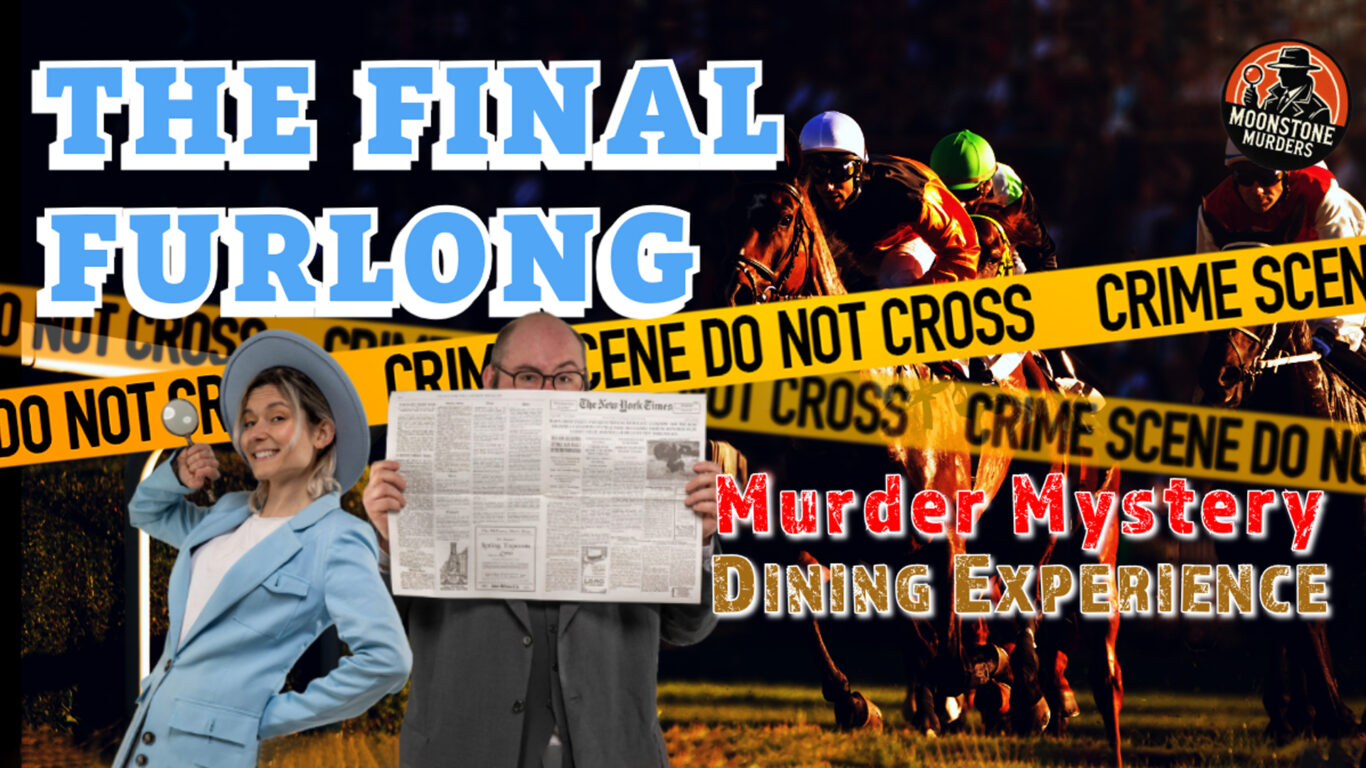 Enjoy a thrilling murder mystery dinner amid racing excitement at The Clarendon, enhanced by immersive crime scene decor.